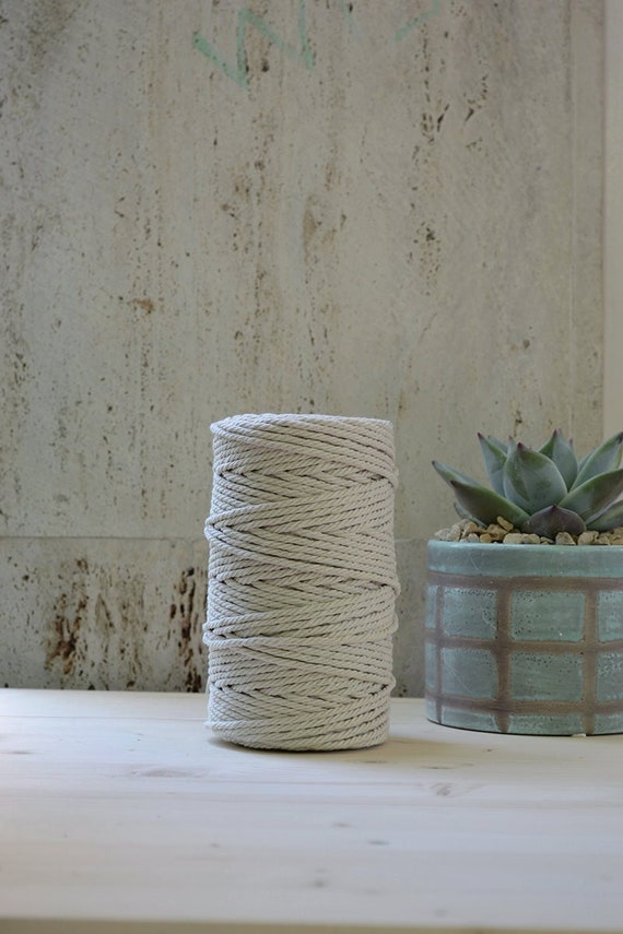 Cotton rope, 4 mm, 4 strand (ply) twisted, 100% natural. Macrame rope, weaving, soft rope for crafts, twine, cord, natural fiber, string