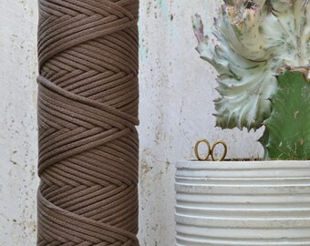 5 mm braune Baumwollschnur, 100 m., geknotet / geflochten, Makramee, Häkeln, Stricken, Weben, Handwerk, Naturfaserschnur, 100% natürlich weich