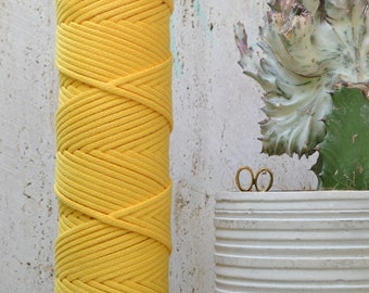 5 mm egg yolk cotton cord, 100 m., knotted / braided, macrame, crochet, knitting, weaving, craft, natural fiber cord, 100% natural soft