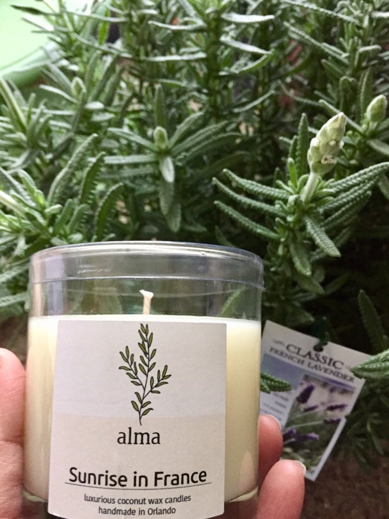 SUNRISE IN FRANCE ; lavender ; hand-poured luxury coconut wax candle container candle,all natural candle.