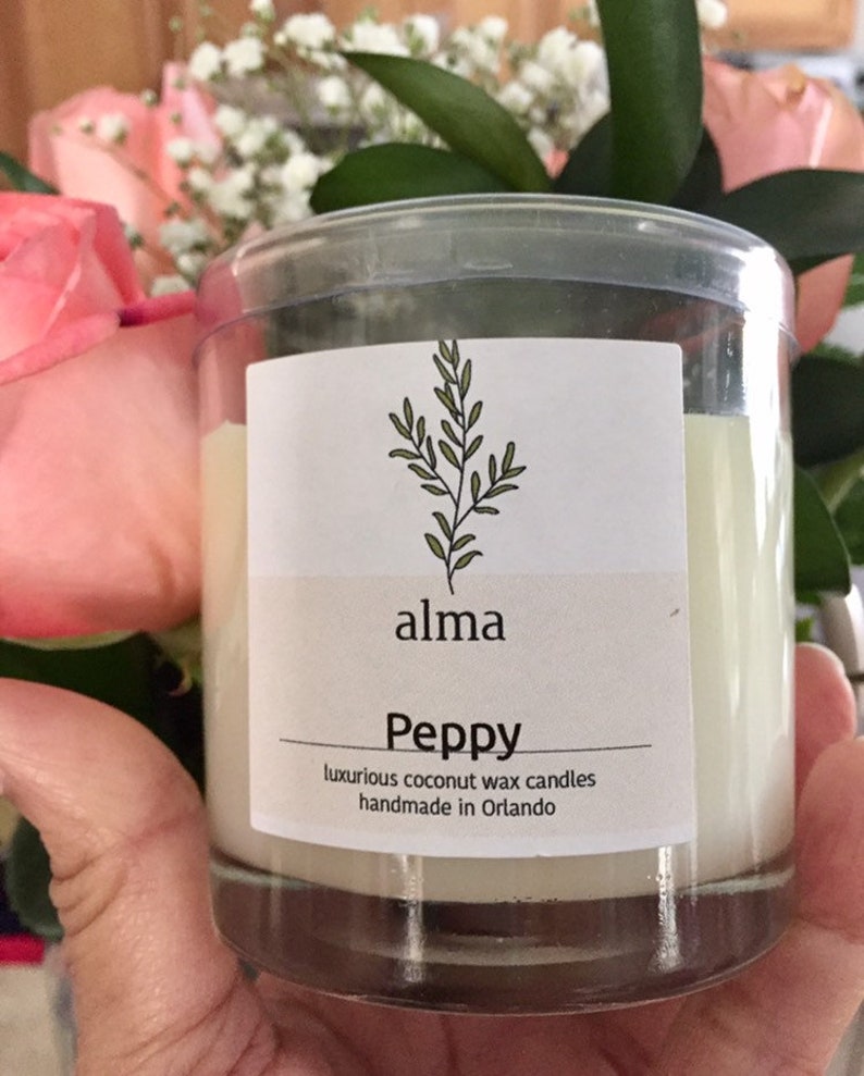 PEPPY ; cassis all natural candles. gardenia and cherry blossoms ; hand-poured luxury coconut wax candle container candle floral bouquet