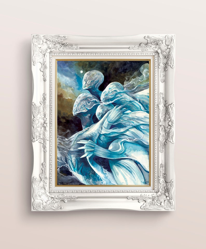 Beksinski Tribute Watercolor Painting 12x18 Digital Print image 1