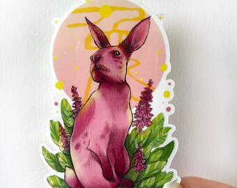 Rabbit and Lilies Clear Vinyl Die Cut *Charity* Sticker