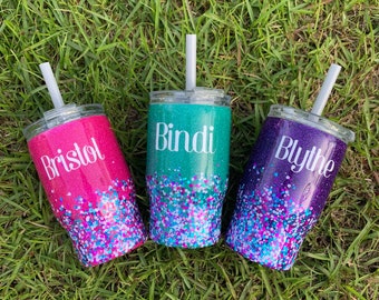 Glittered Personalized Kids Cup Custom Glittered Tumbler Glitter