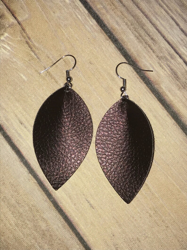 Pinched Earrings Faux Leather Earring Leather Teardrop Etsy