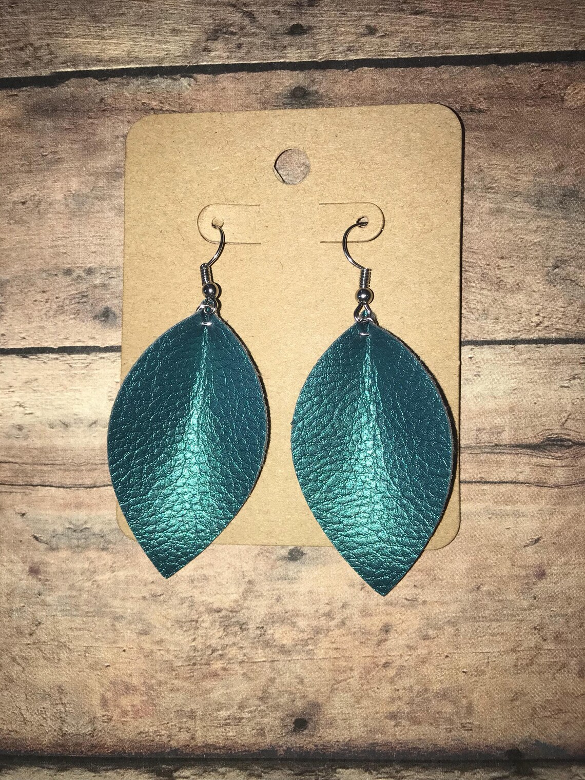 Pinched Faux Leather Earring Peacock Leather Teardrop Novelty Etsy