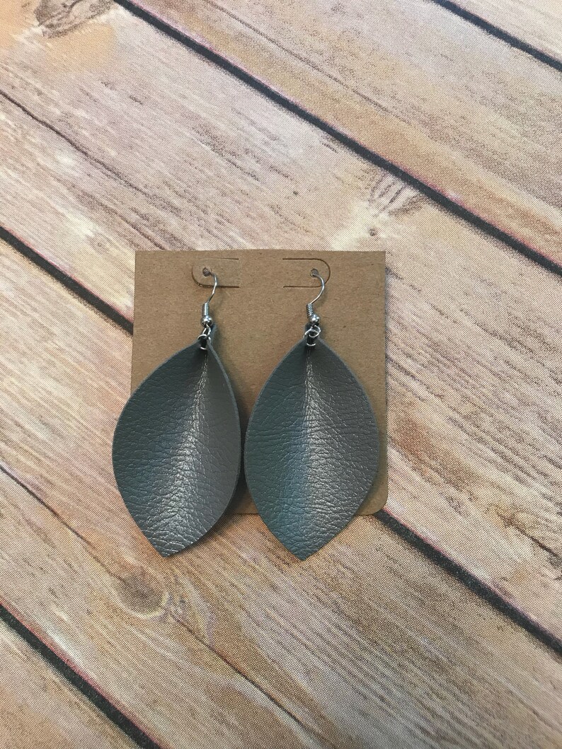 Black Pinched Faux Leather Teardrop Earrings Black Leather Etsy