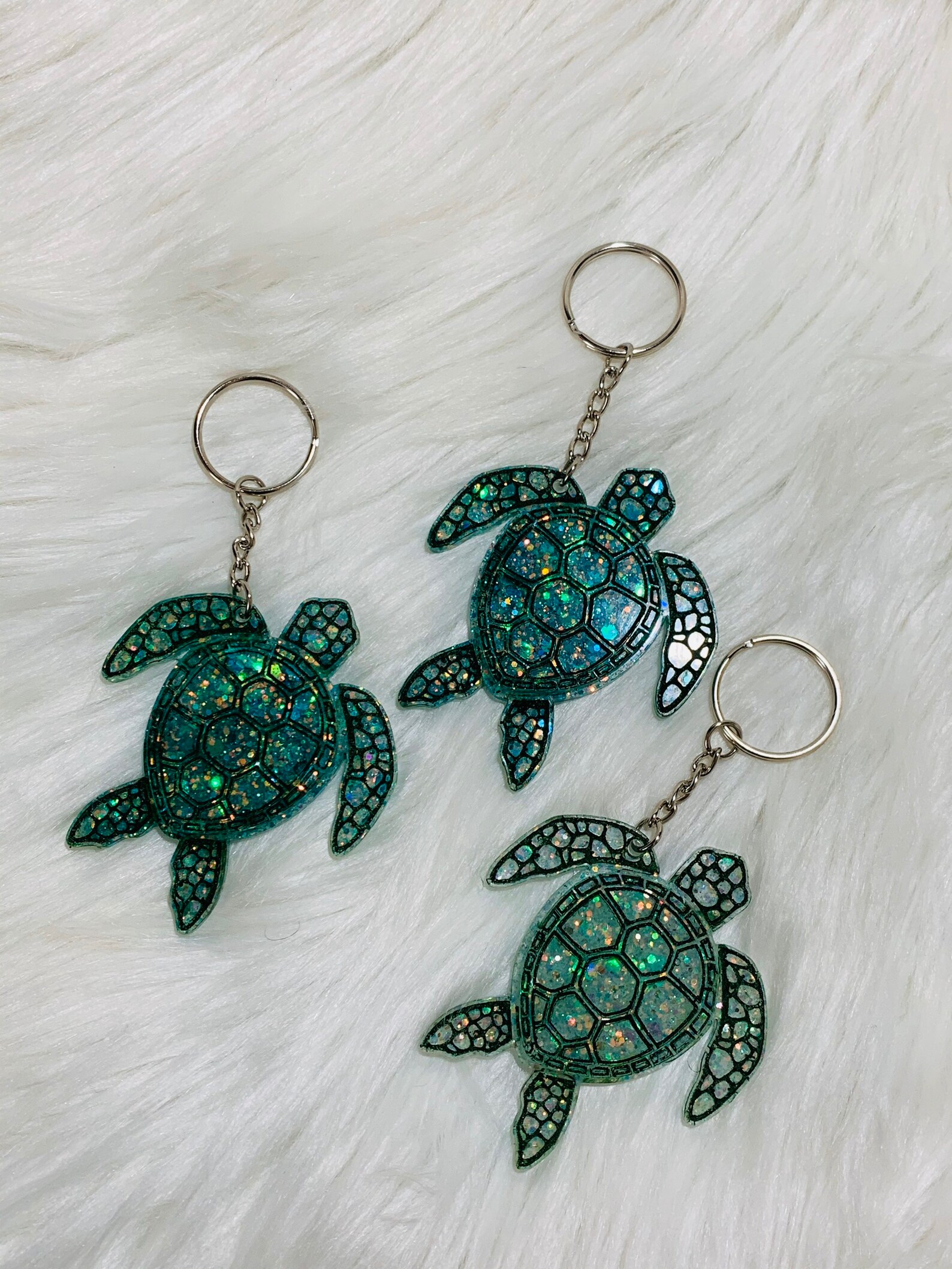 Sea Turtle Keychain Glitter Sea Turtle Resin Keychain | Etsy