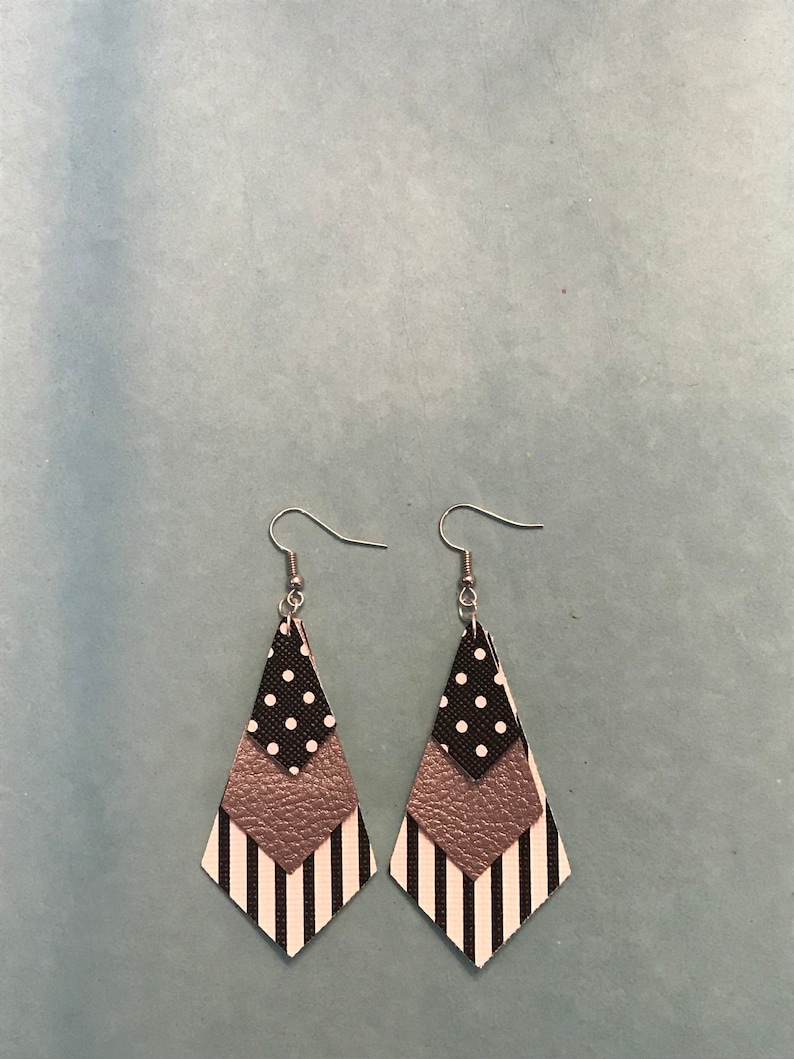 Cowgirl Earrings Trendy Geometric Leather Earrings Golden Black