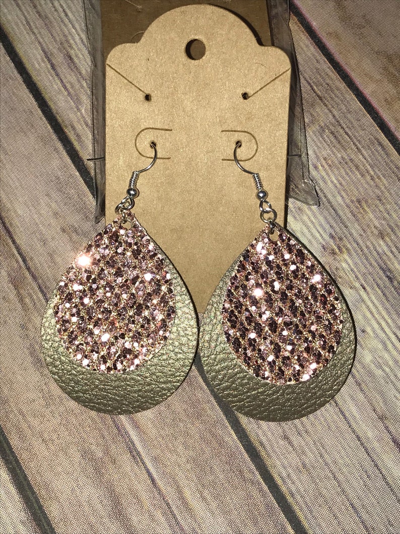 Rose Gold Faux Leather Lightweight Earrings Fake Leather Etsy