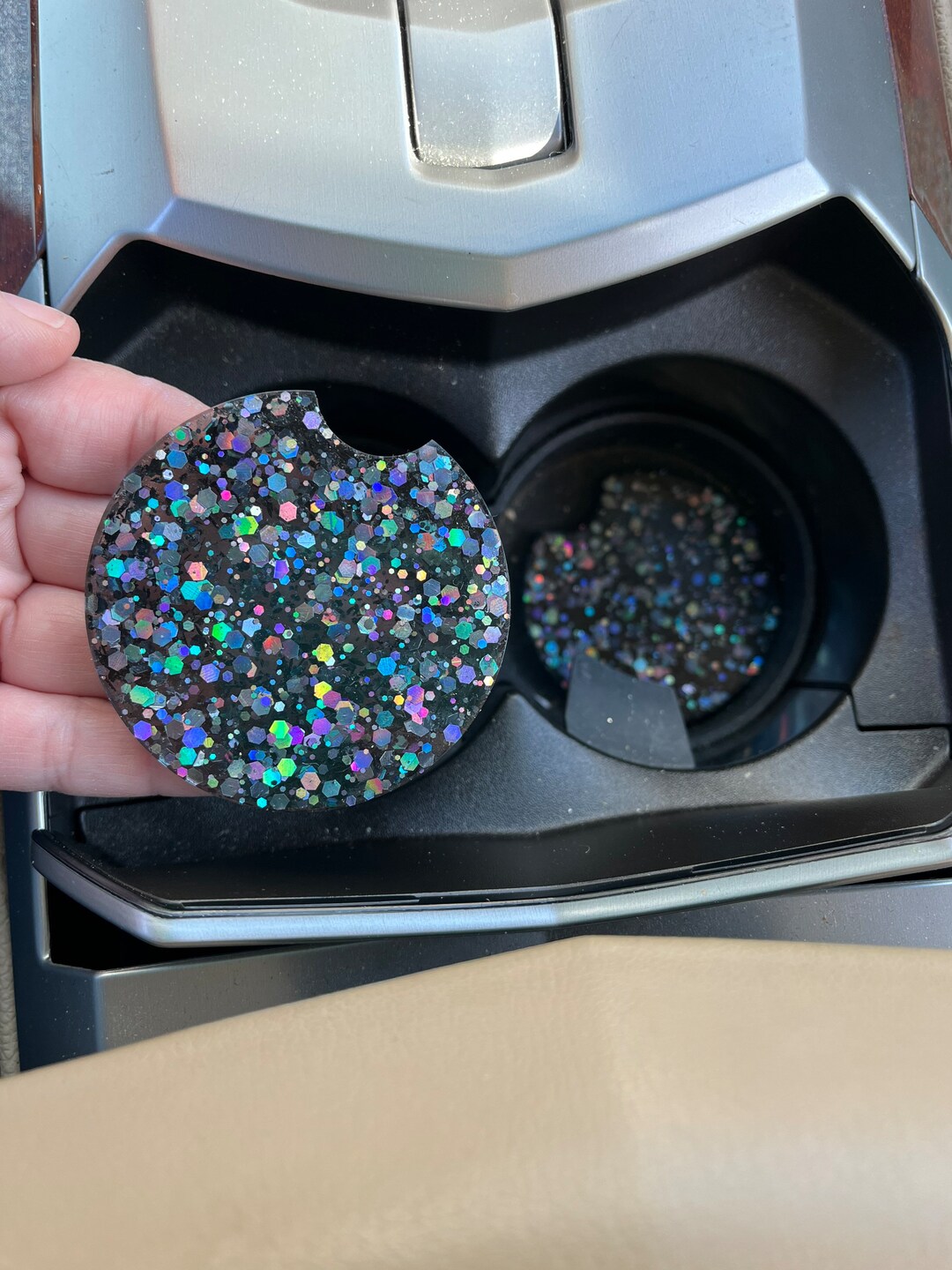 Glitter Car Coasters, Glittered Cup Holder Coasters Car Truck SUV
