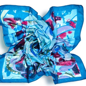Pure silk scarf square|silk scarf for hair|large scarf women silk|printed scarf|bandana|holiday scarf|gift for her|headband|bag accessory