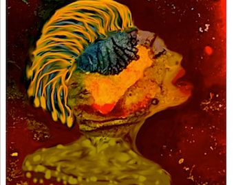 ALICE PASSING a QUTRIT to Bob Original Fine Art Giclée Print Digital Montage by Ray Neutrino