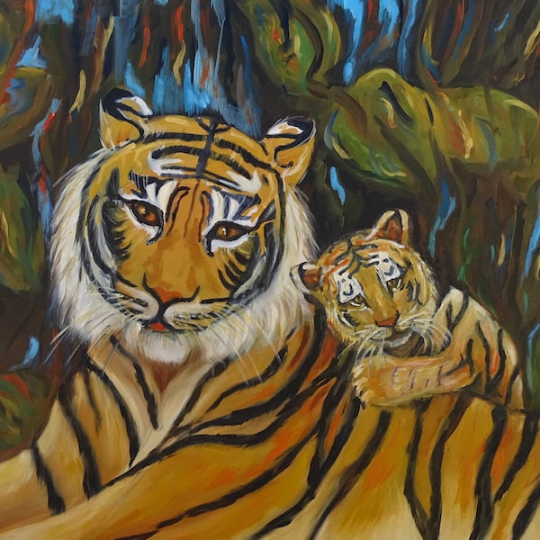 Tableau peinture tigres