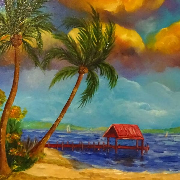 Tableau peinture tropical