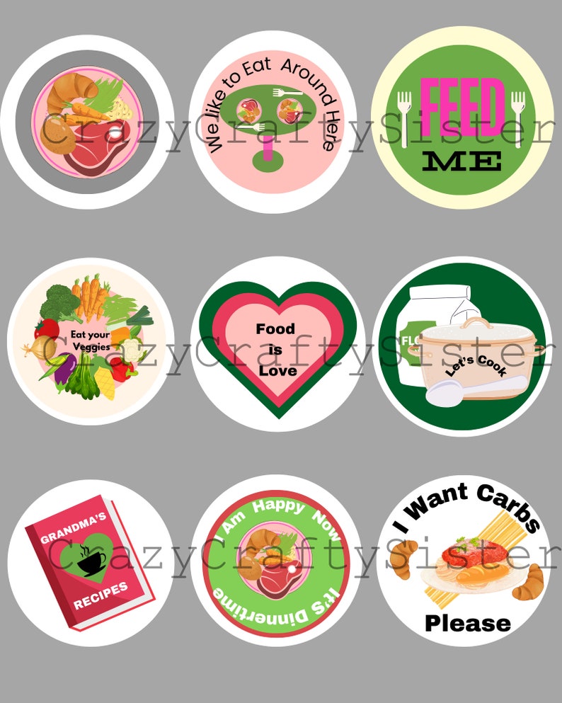 Recipe Scrapbook Stickers With Pink and Green and White Outline for Cut ...