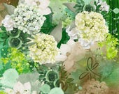 Grandmillennial Art Printable, Modern Folk Floral Wall Decor, Sage Green Hydrangea Print, Southern Flower Digital Art, Large Floral Pop