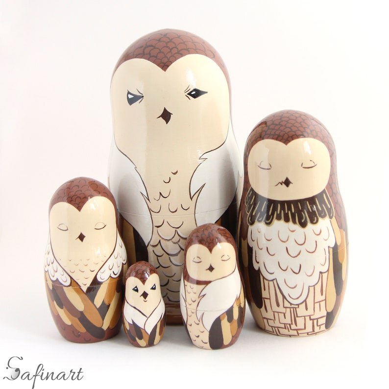 Owl nesting Dolls Russian nesting doll 5 pcs Developing skills Etsy