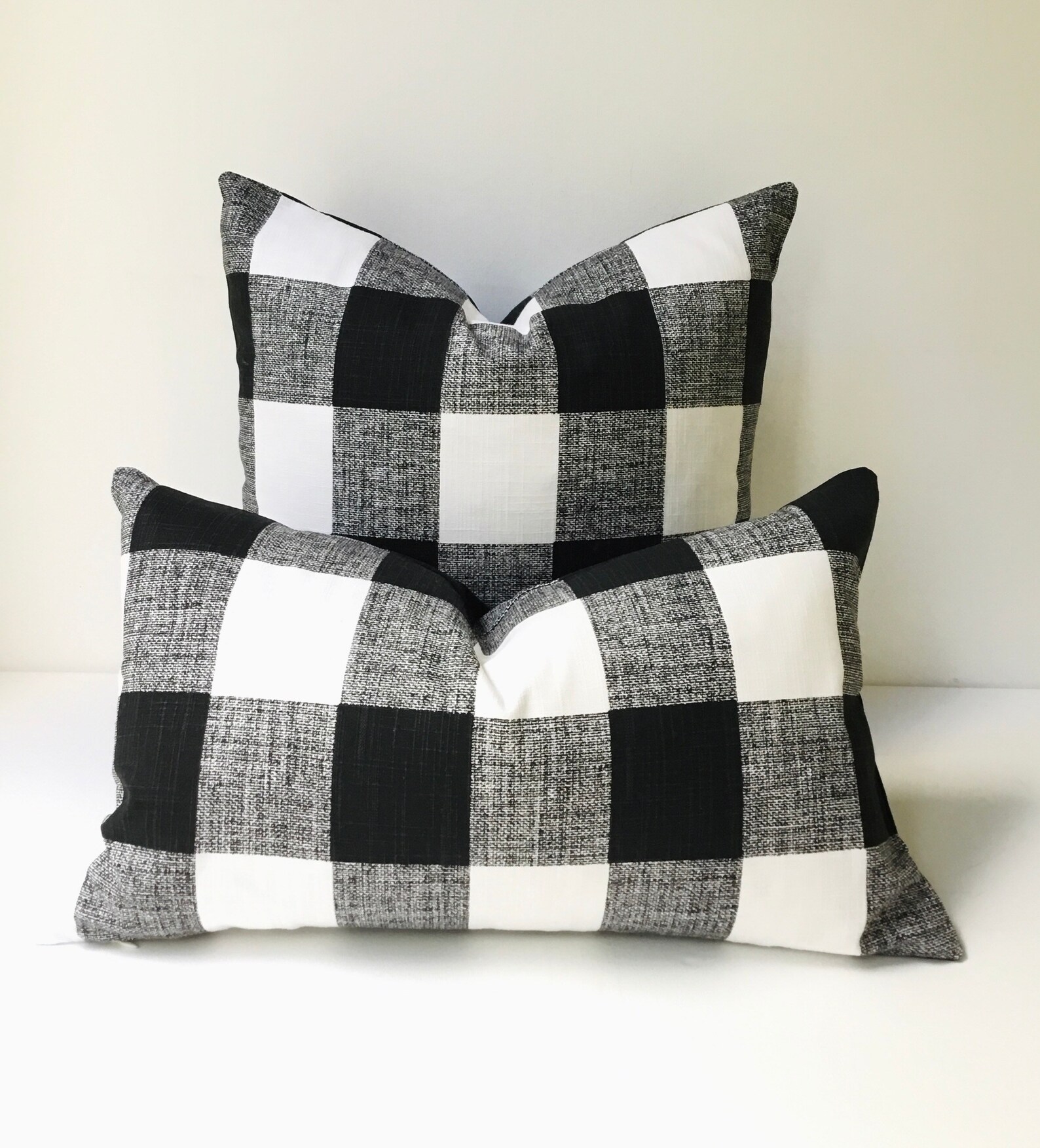 Buffalo Check Pillow Covers in Black and White Coastal Decor Etsy