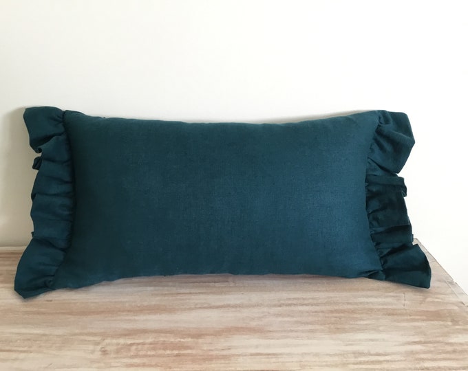 Cushion Covers Australia Frilled Cushion Dark Teal Linen Etsy
