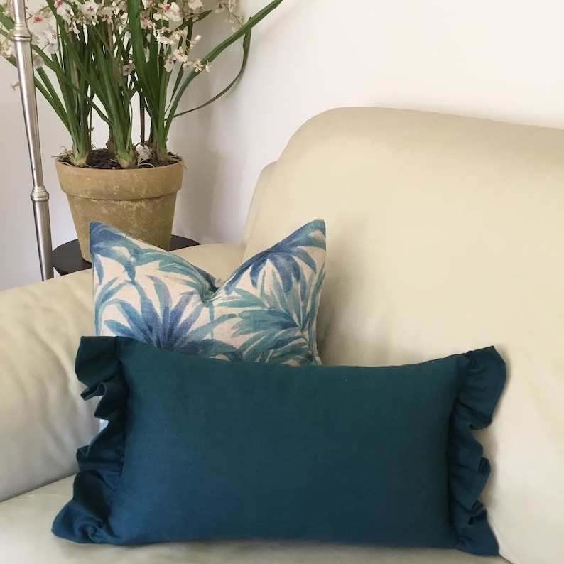 Cushion covers Australia frilled cushion dark teal linen Etsy