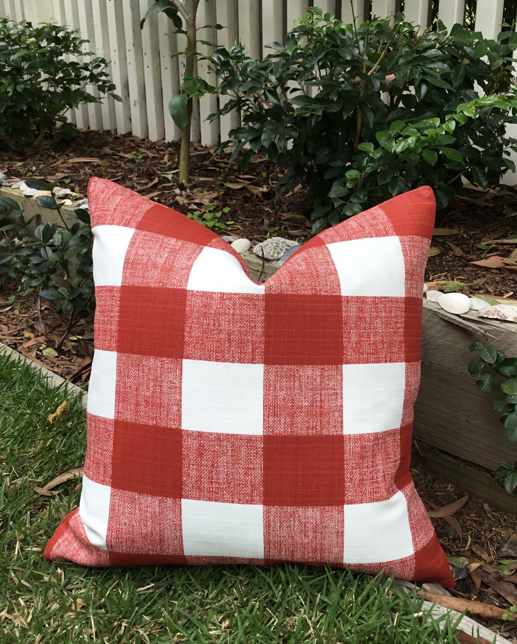 outdoor plaid pillows