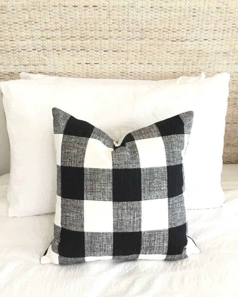 Buffalo Check Pillow Covers in Black and White Coastal Decor Etsy