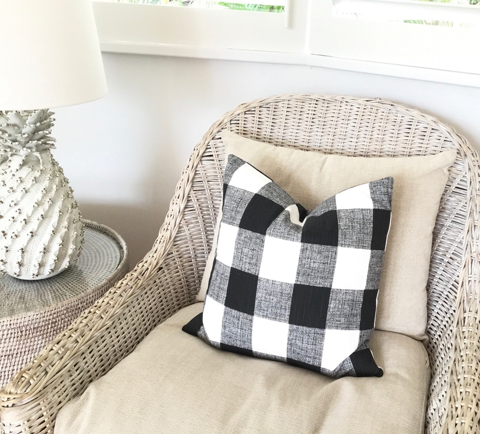 Buffalo Check Pillow Covers in Black and White Coastal Decor Etsy