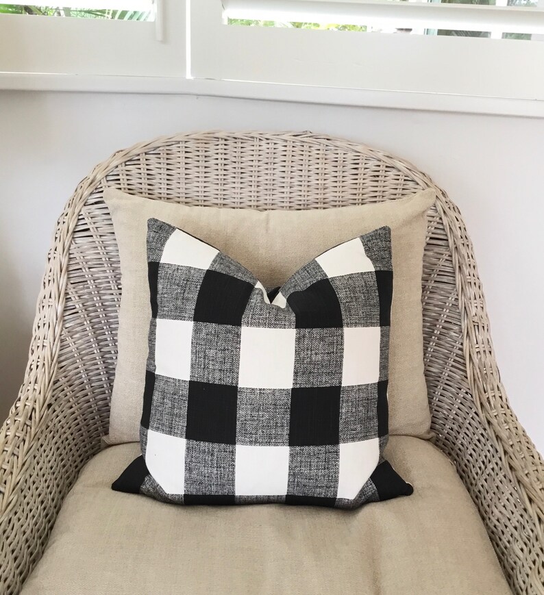Buffalo Check Pillow Covers in Black and White Coastal Decor Etsy