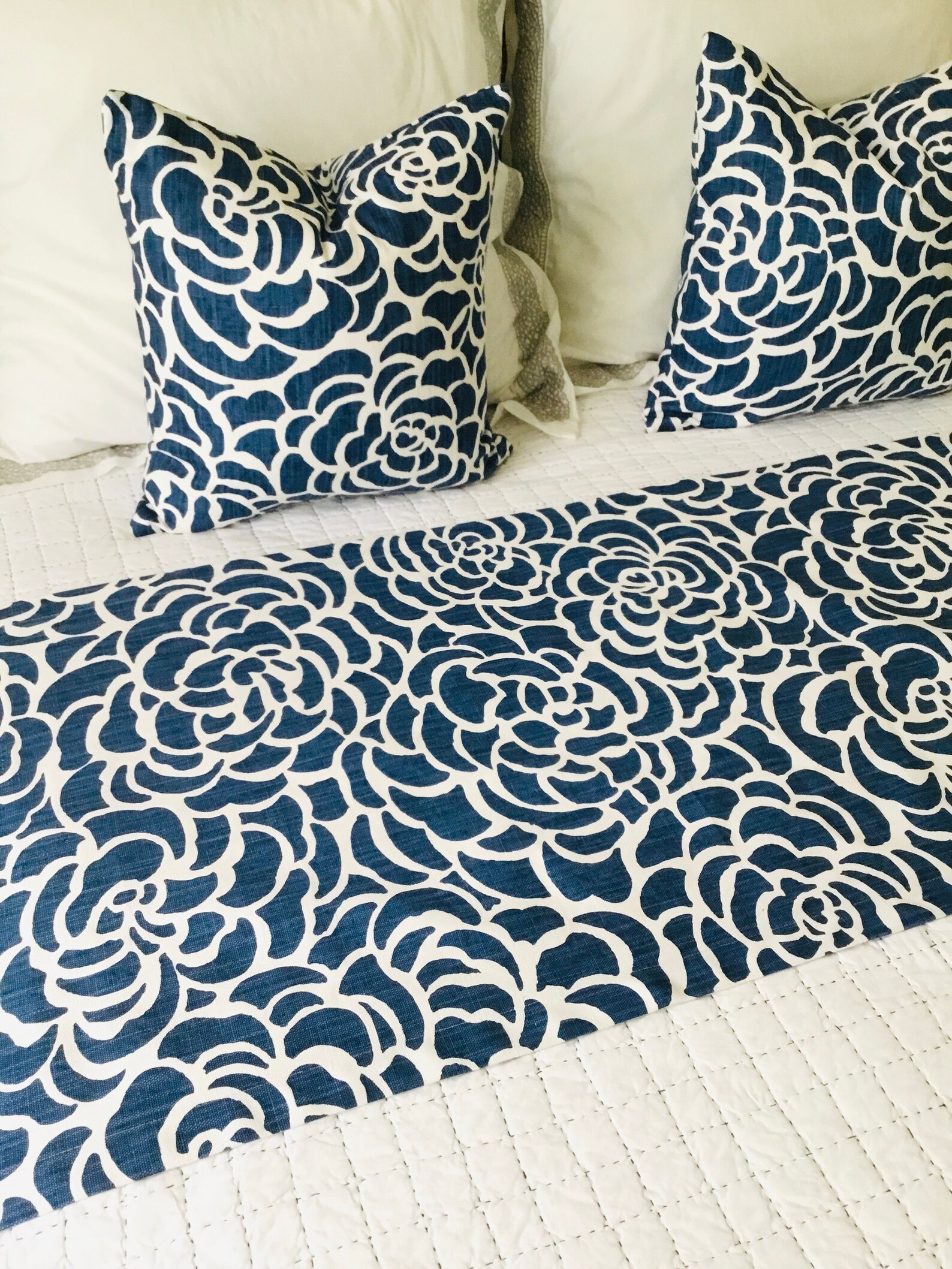 Australian made bed runner King size bed scarf in navy and Etsy