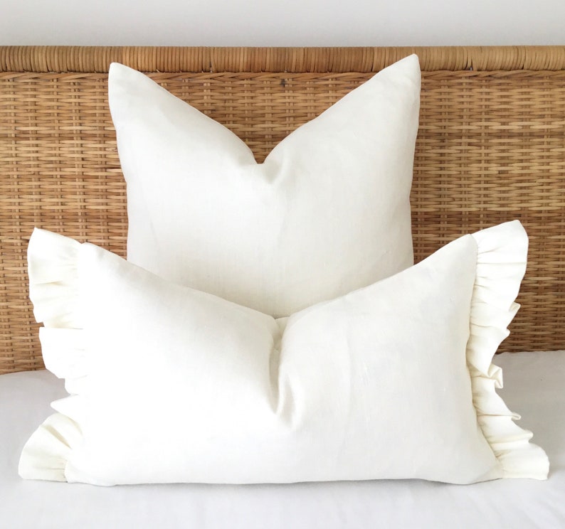 Linen Cushion Cover With Frill Cushion for Nursery Lumbar Etsy