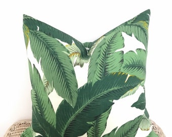 Outdoor tropical palm leaf cushion covers in Tommy Bahama fabric Pillow covers for beach house Hawaiian style