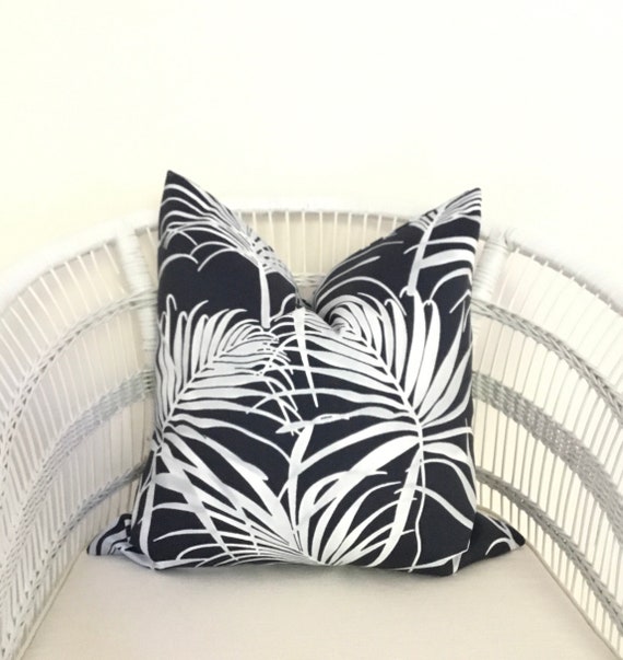 Coastal Style Black And White Outdoor Cushions Palm Leaf Outdoor Cushions Palm Leaf, How To Wash White Outdoor Cushions