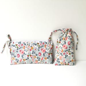 Conjunto de bolso Liberty, bolso de tela con cremallera y estuche para gafas, regalo para esposa, hecho en Australia, bonitos accesorios florales, regalo hecho a mano para el Día de la Madre.