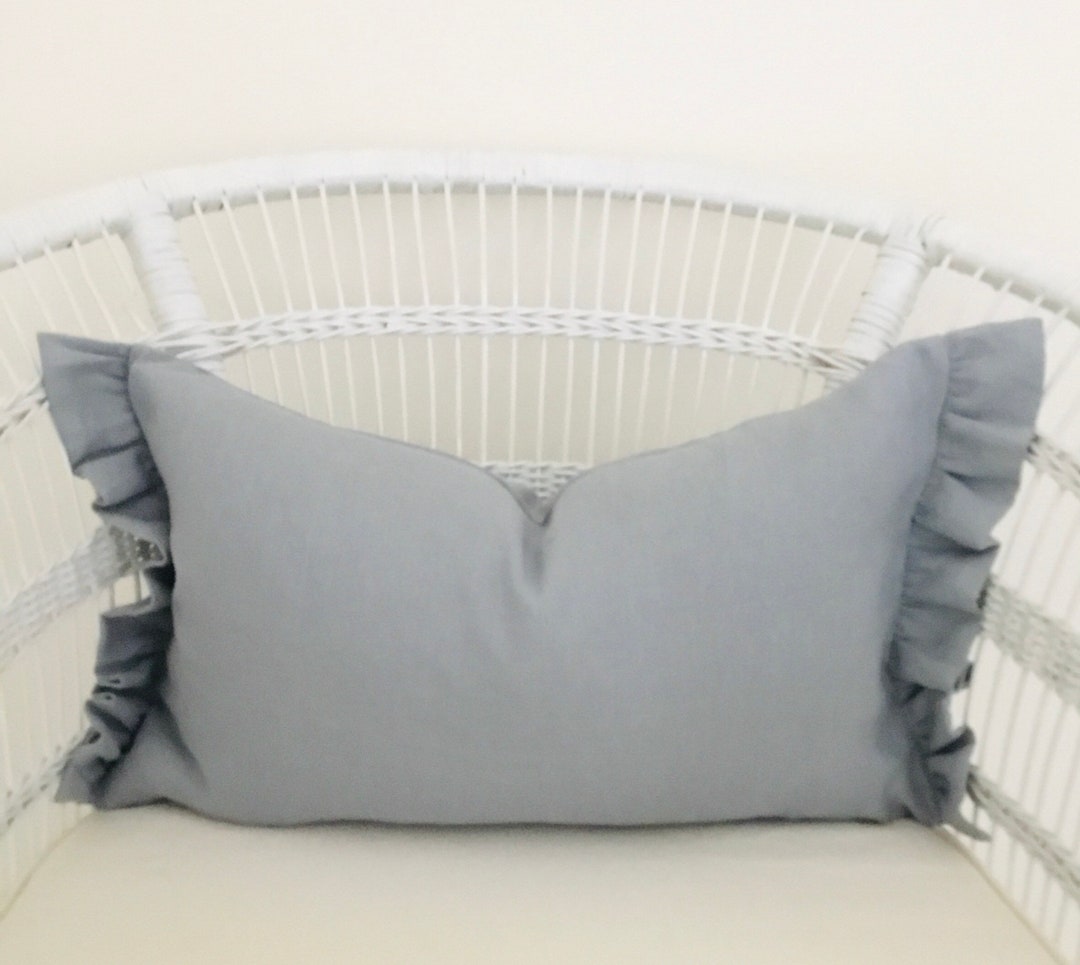 Linen Lumbar Pillow 20 X 12 Ruffled Country Farmhouse Etsy