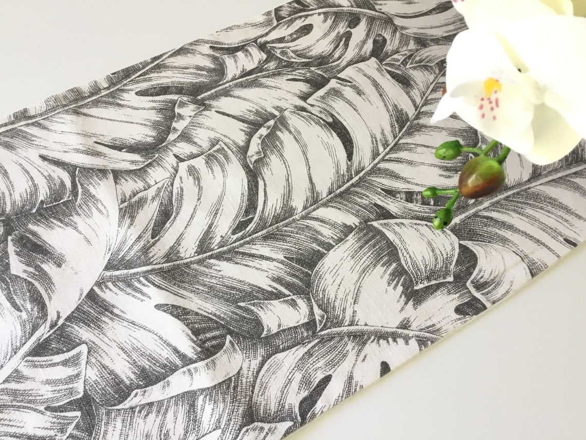 Tommy Bahama coastal linen table runner palm leaf fabric | Etsy