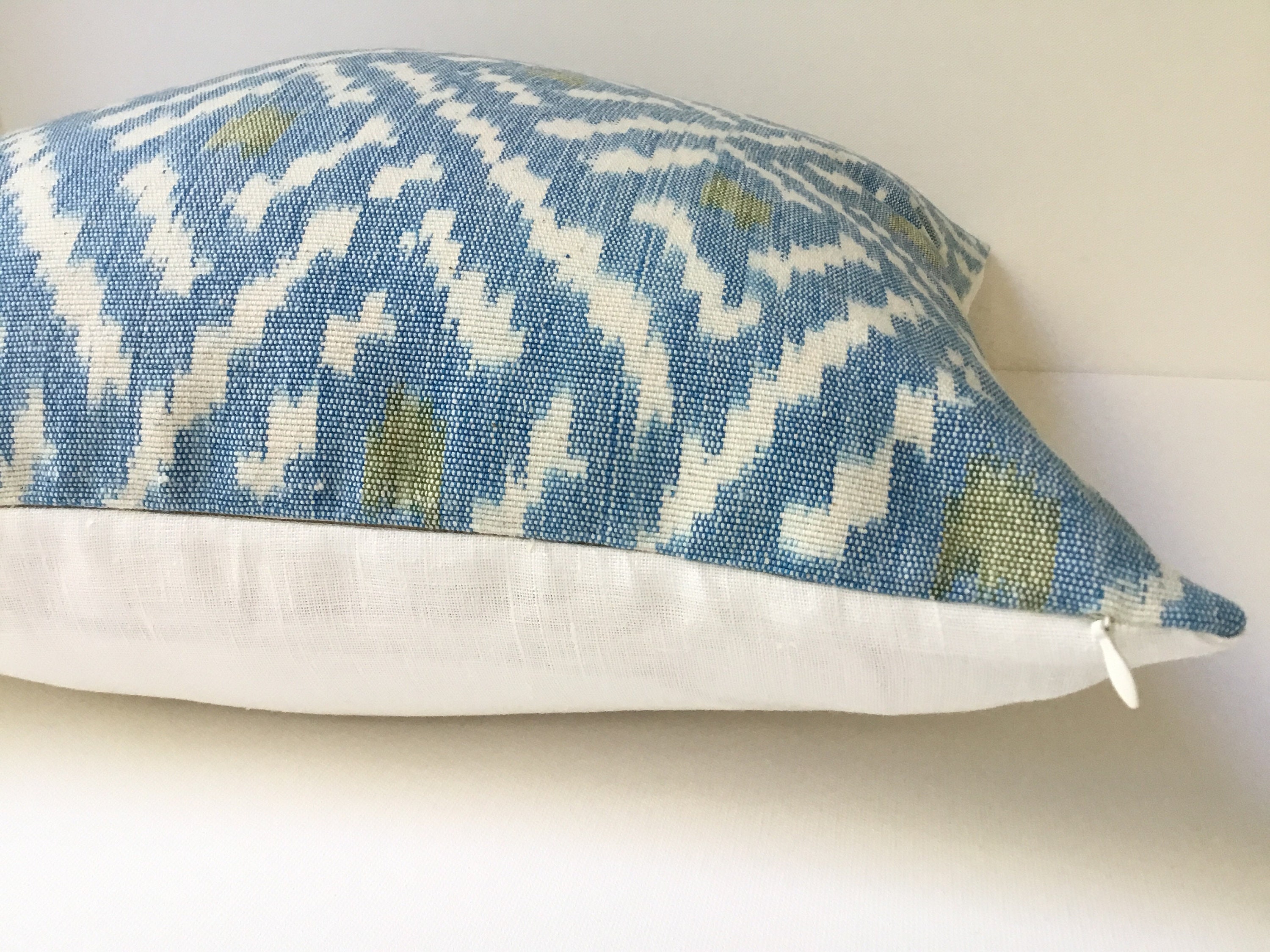 Woven Ikat Blue and Green Cushion Covers Coastal Pillows Etsy