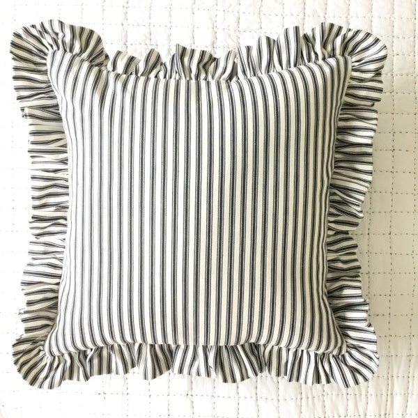 White Cotton Frill Cushion Cover Etsy