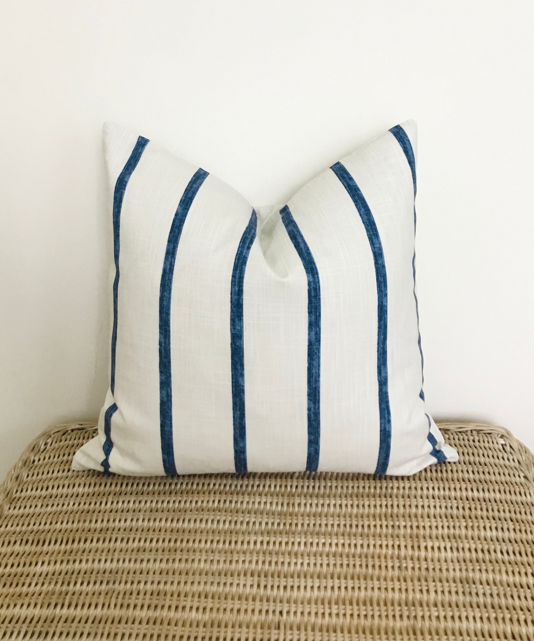 Nautical striped cushion cover blue and white pillow cover Etsy