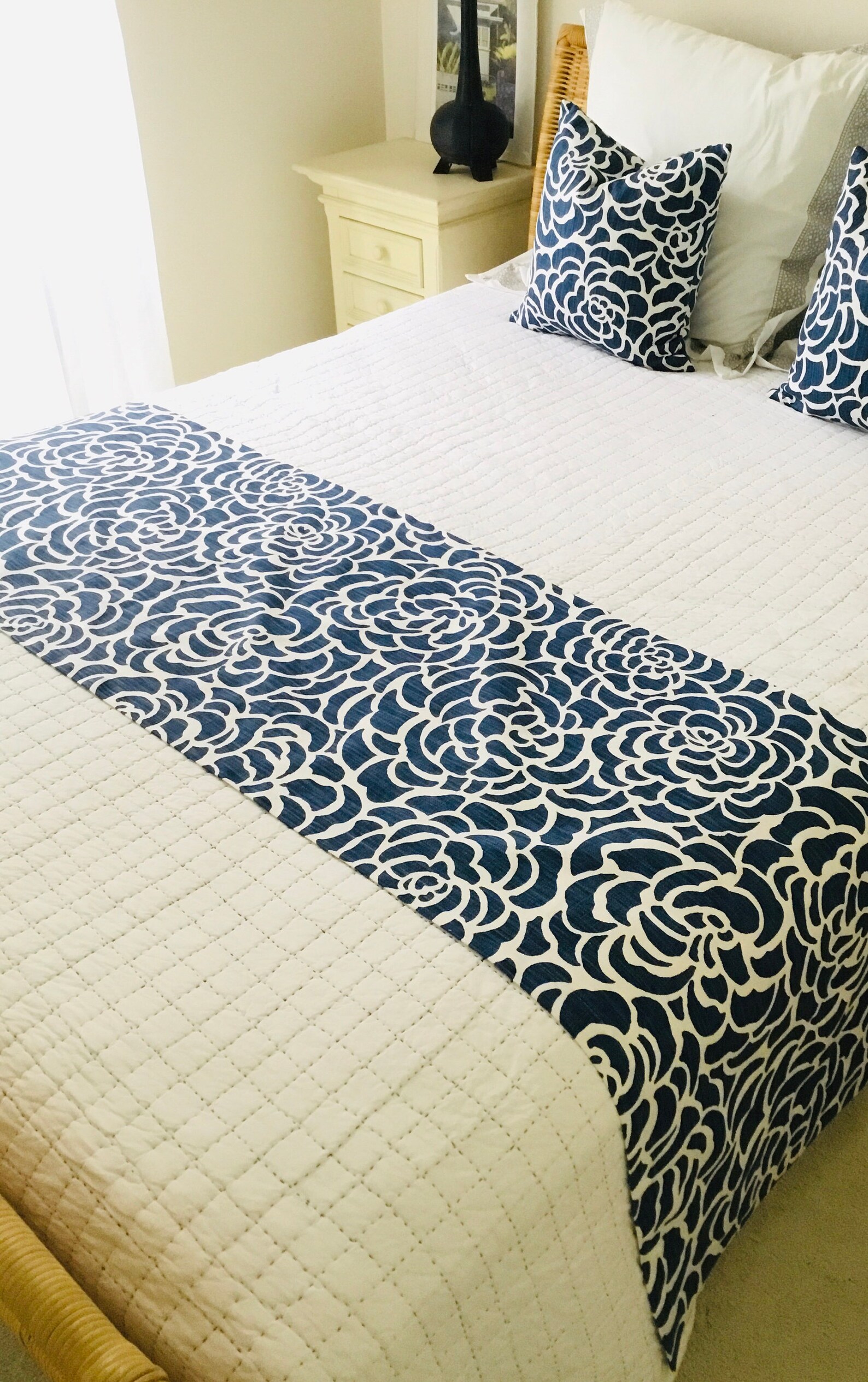Australian made bed runner King size bed scarf in navy and Etsy