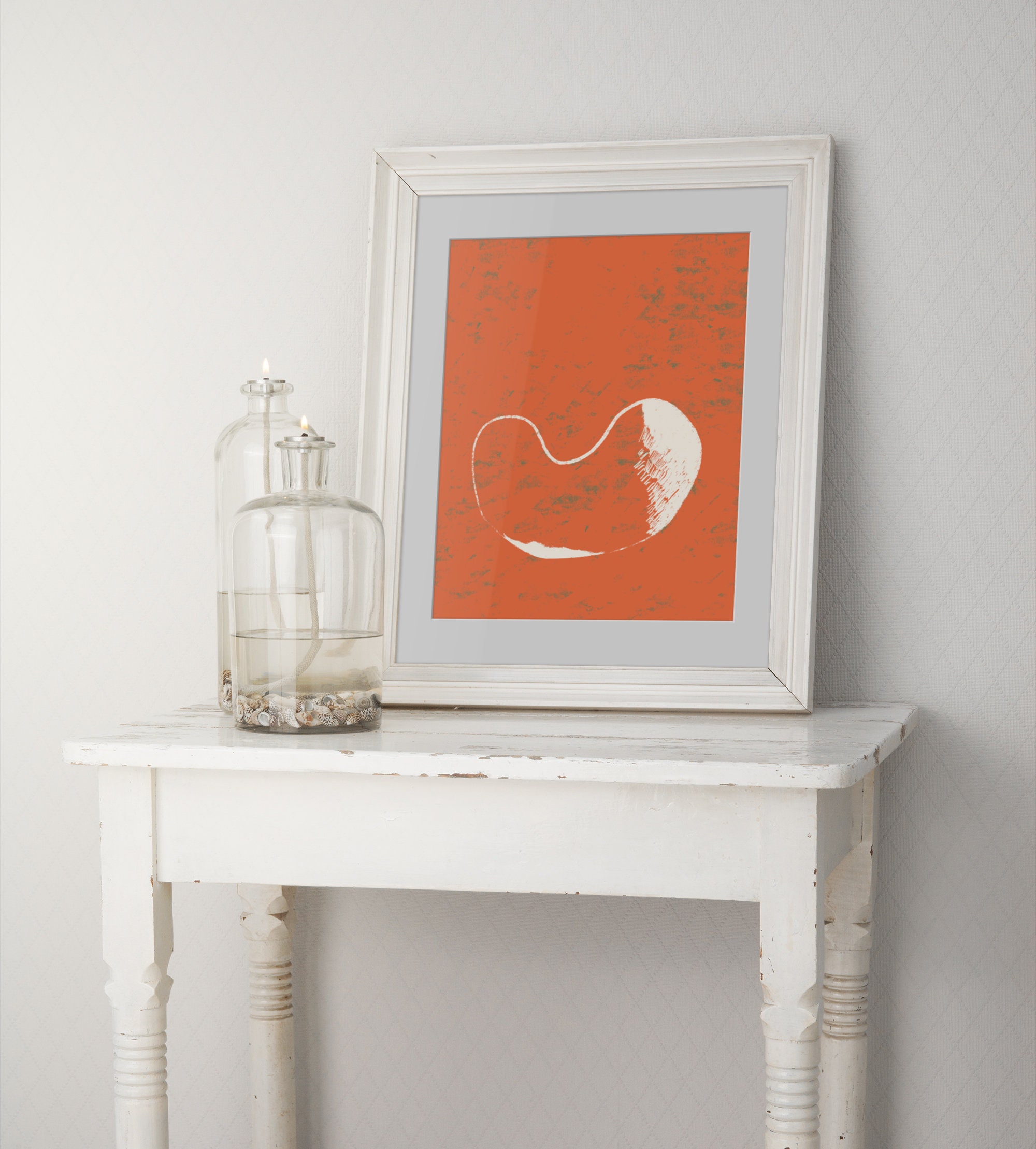 Big Minimalist Abstract Oval Shape on Orange Printable Wall | Etsy