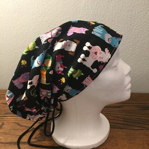 Dogs Scrub Cap, Pink Scrub Cap, Dogs Surgical Cap, Nurse Cap with Pups, Veterinary Cap, Gifts for Doctor, Vet Surgical Caps
