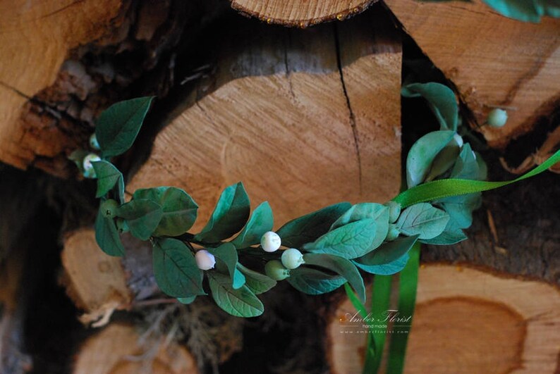 Clay Flower Crown Boho Wedding Green Flower Crown Greenery Etsy