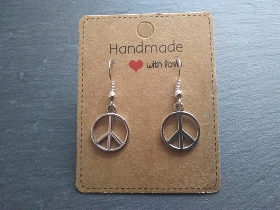 RAINBOW CND CLIP ON EARRINGS PEACE SIGN 60s 70s FANCY DRESS RETRO ACCESSORIES