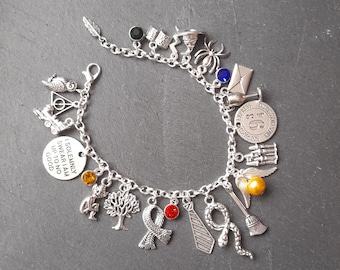 Potter Inspired Silver Plated Charm Bracelet Packed Full Collectors 2 Sizes Available Witchcraft and Wizardry