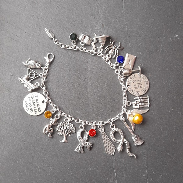 Potter Inspired Silver Plated Charm Bracelet Packed Full Collectors 2 Sizes Available Witchcraft and Wizardry