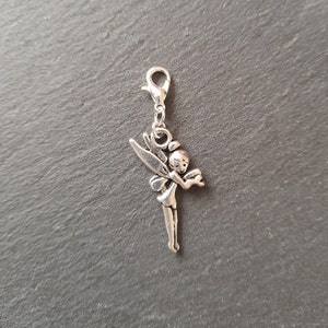 Disney&#39;s Fairies Tinkerbell Inspired Silver Plated Clip On Bracelet Charm Fairy Choose From 2 Designs 3D or Double Sided