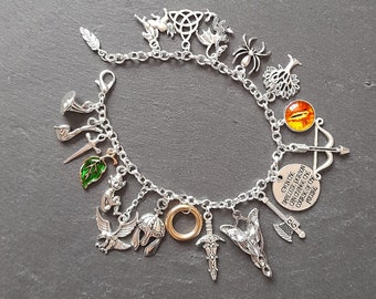 LOTR Inspired Packed Full Charm Bracelet Collectable Gollum Shelob One Ring Eye Gondor Mordor Elf Movie Choose Size