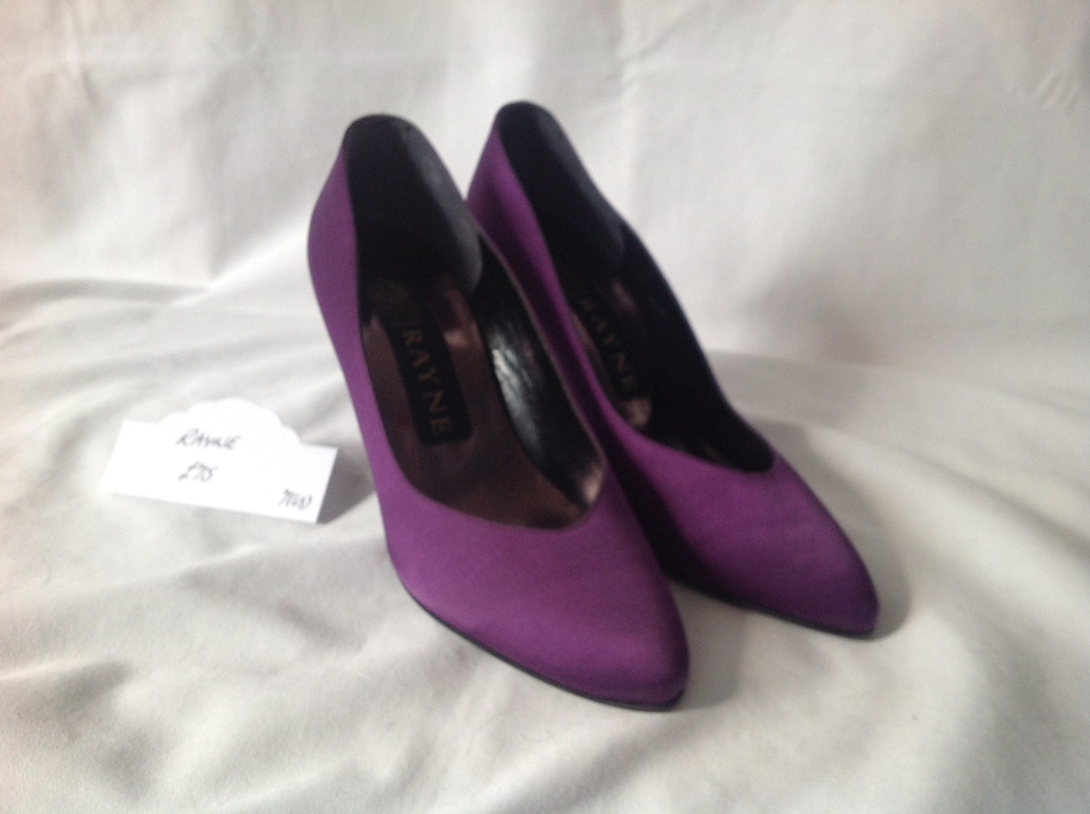 purple satin shoes
