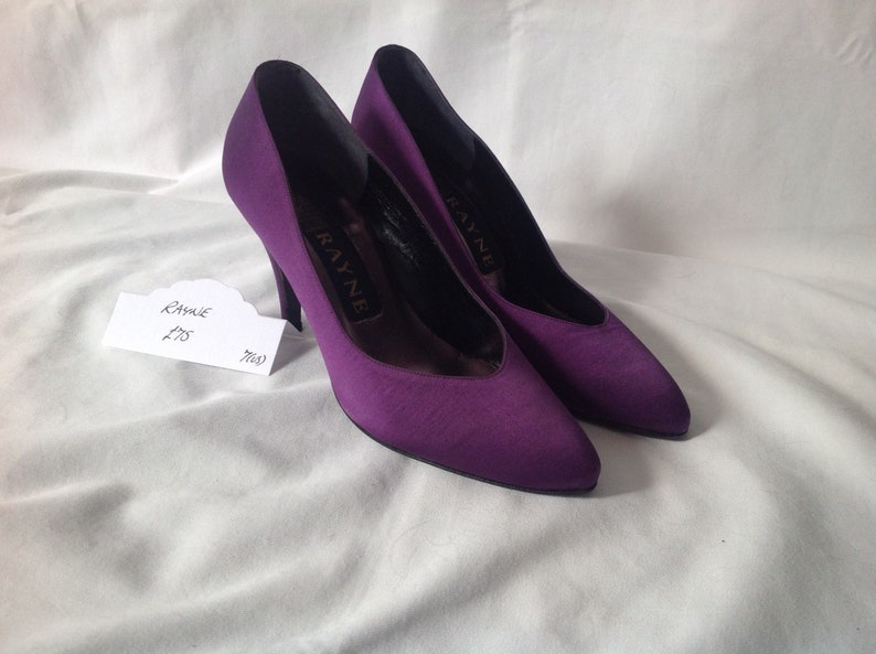 purple satin shoes